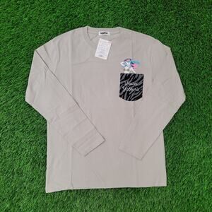 Urusei-Yatsura Shirt Women Large 20x25 Beige Zebra Pocket Tee